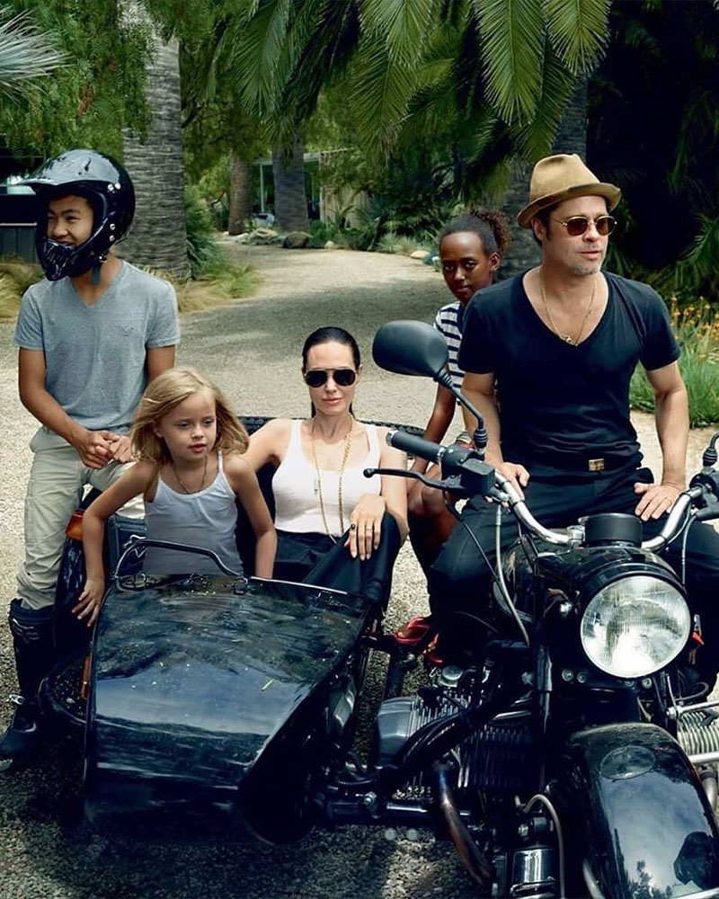 Brad Pitt and Angelina Jolie together with their kids, family photo