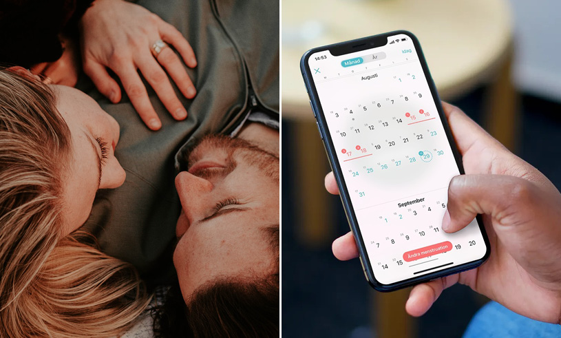 Couple hugging and Flo on iphone