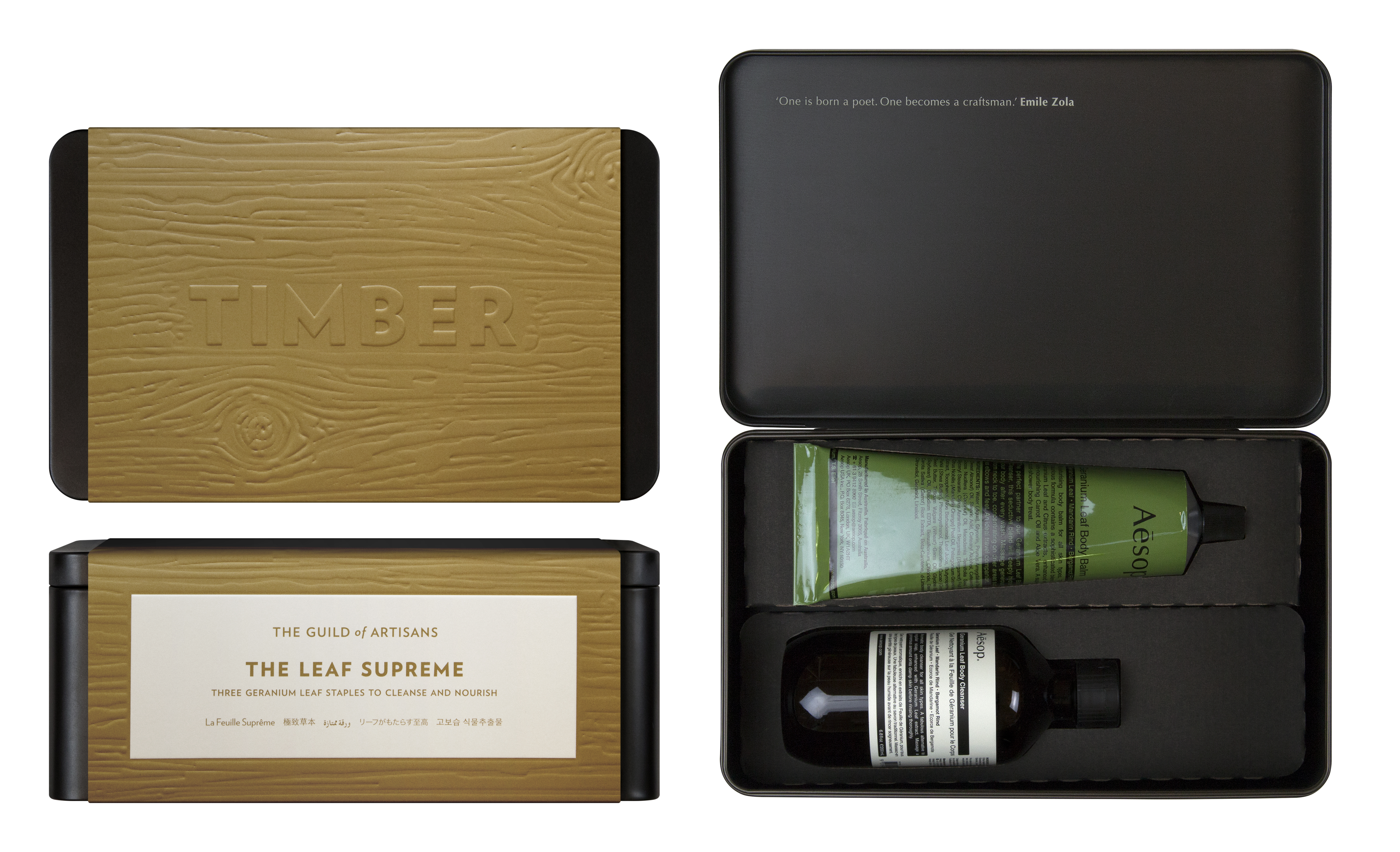 AESOP GIFT KITS 2014-2015 OPEN TIN THE LEAF SUPREME WITH PRODUCT (TIMBER)