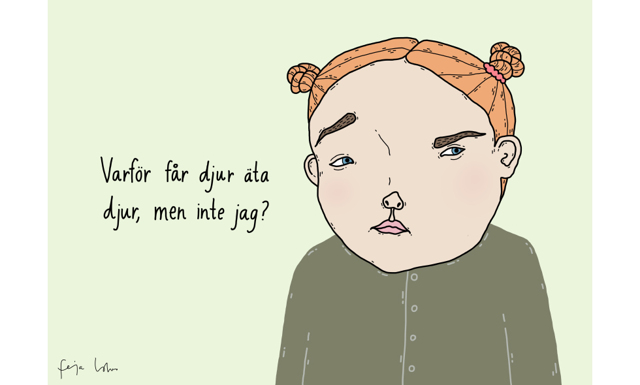 Illustratören Freja Istemo gör konst av citat från vegoskeptiker