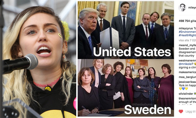Här hyllar Miley Cyrus den svenska parodin på Trump