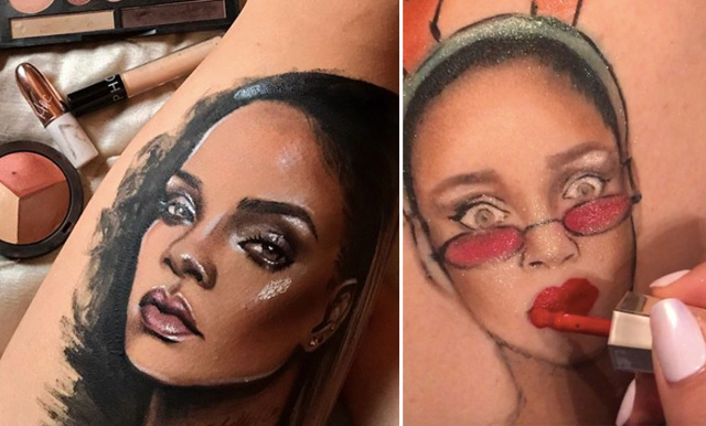 Hon använder Rihannas smink för att måla stjärnan på sin kropp - resultatet är magiskt!