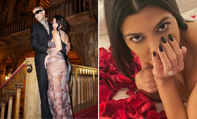Kourtney Kardashian och Travis Barker har förlovat sig – se ringen här!