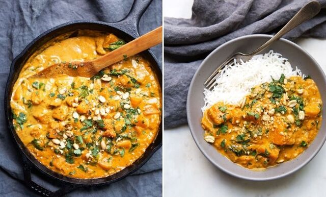 Recept: Vegansk curry med butternutpumpa och kikärtor