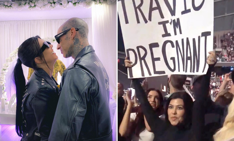 Kourtney Kardashian och Travis Barker väntar barn – avslöjade under konsert