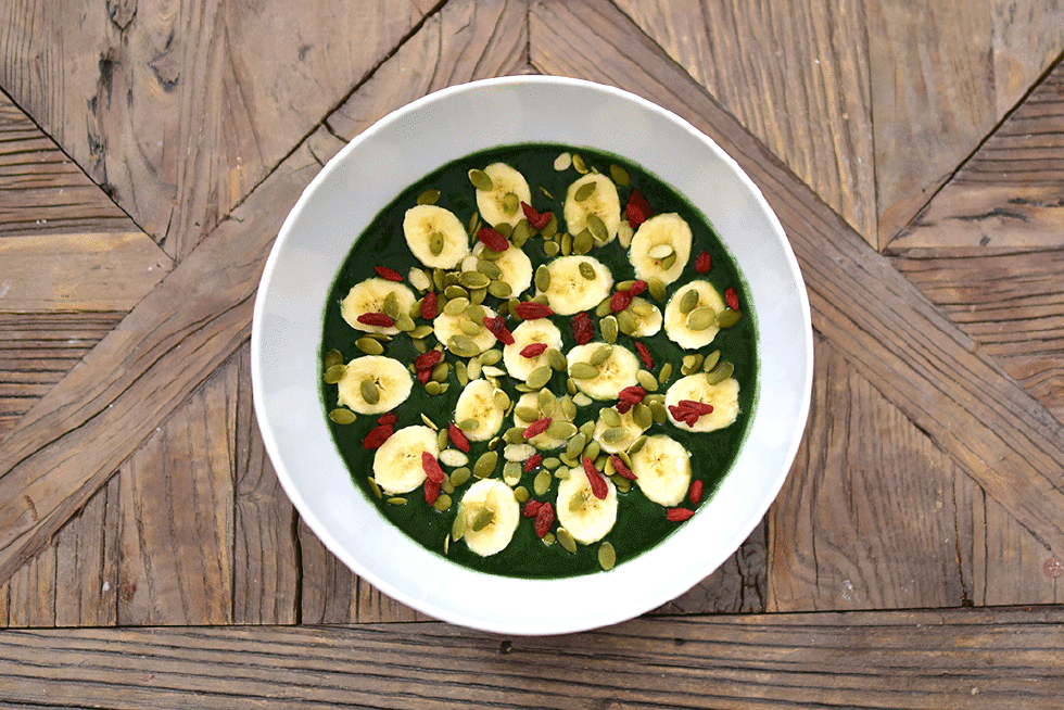 smoothie-bowl-receot-grön-banan-vegan