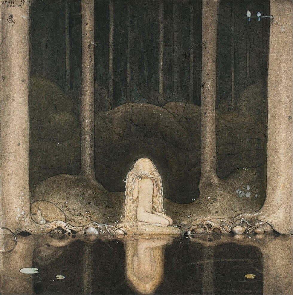 John_Bauer_-_Princess_Tuvstarr_gazing_down_into_the_dark_waters_of_the_forest_tarn._-_Google_Art_Project