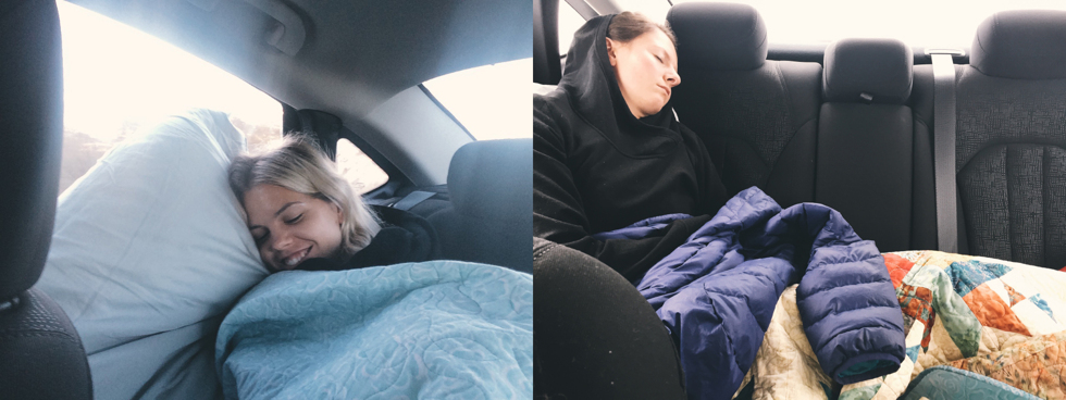 sova i bilen